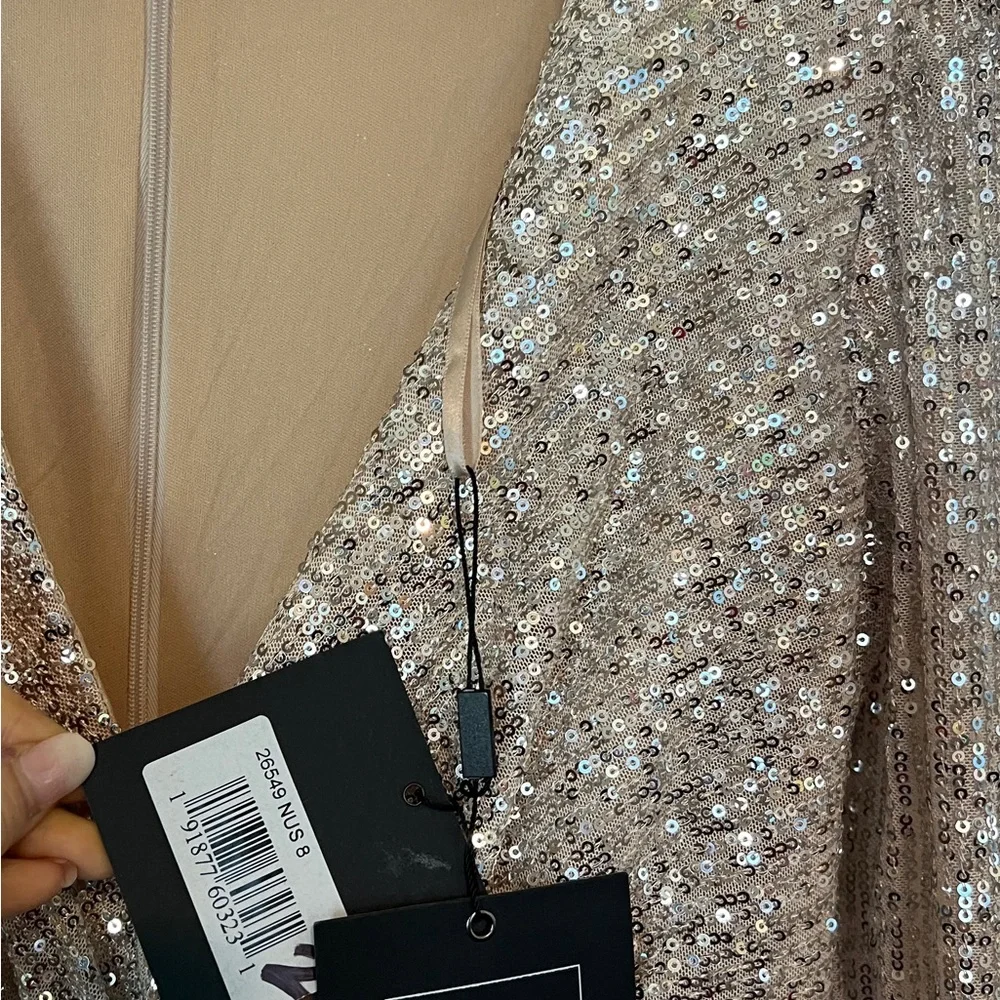 👗 NWT! Mac Duggal Sequin Knotted Hi Low  Dress - Picture 10 of 11